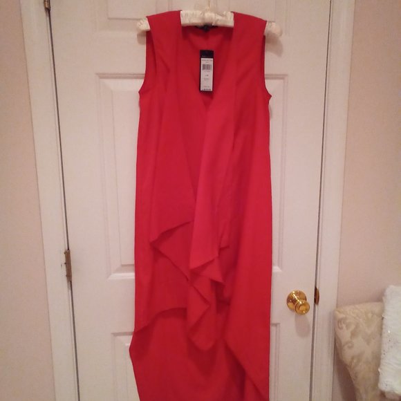 BCBGMAXAZRIA Tara Cascade Gorgeous island red high low dress - Picture 2 of 7